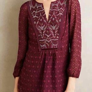 Anthro One September Madiran Peasant Blouse Size Small